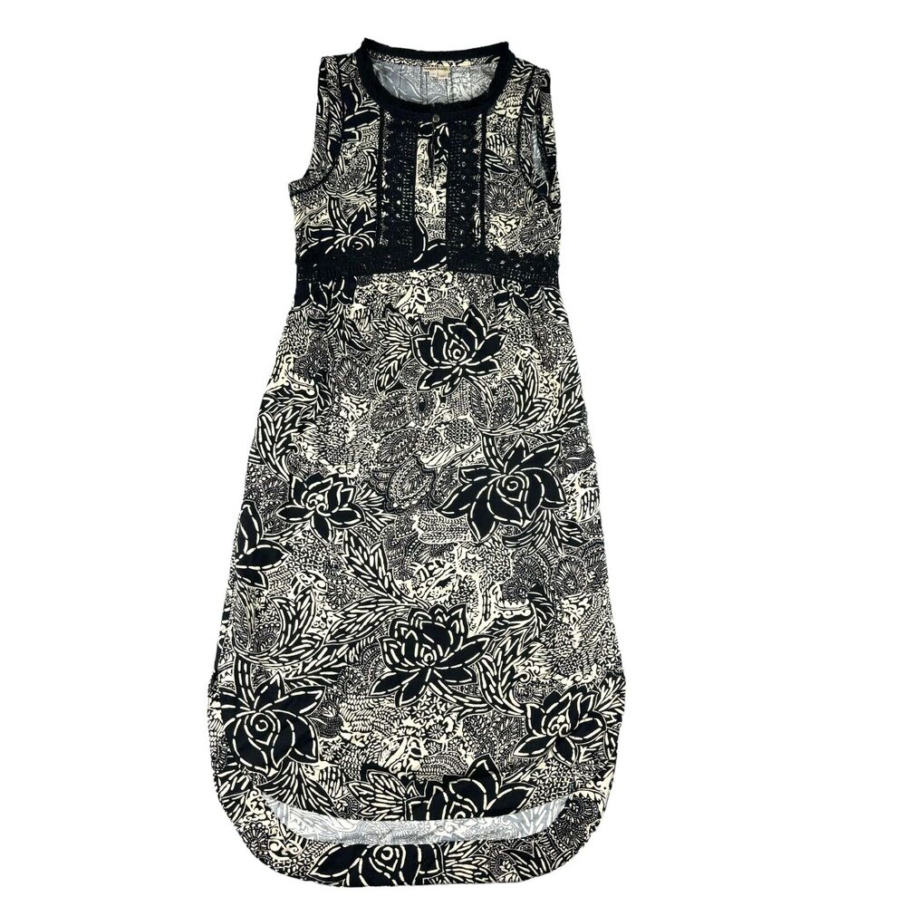 Holding Horses Dress Women's 0 Gray Floral Anthropologie Sleeveless Pockets Boho